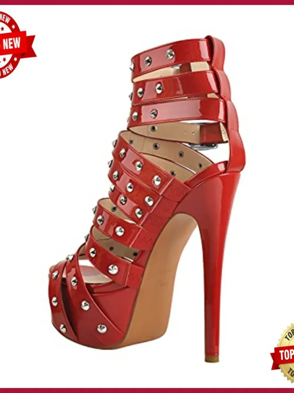 Studded Rivet Platform Stiletto Heels Punk Buckle Sandals Women's Size